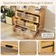 3-drawer mid-century modern chest with reeded tempered glass front, soft-close hinges, and bamboo frame for organized.