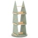 Tree-shaped kids rotating bookshelf in green with 4 shelves and solid pine wood, perfect for playrooms and easy.