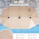 Top view of the 15.5 ft beige patio umbrella with air vent, featuring LED lights for enhanced outdoor ambiance.