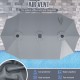 Extra-large 15.5 ft gray patio umbrella with air vent, LED lights, and crank handle for enhanced outdoor shade.