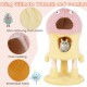 Cute monster-themed cat tower in yellow with two condos, plush fabric, and sisal scratching post for playful comfort.