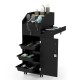 Salon trolley cart in black with 3 pull-out drawers, slide-out tray, and 360° rolling wheels for mobile storage.