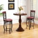 Vintage bar stool set with backrest and footrest in brown, featuring a 360° swivel for versatile use in any space.