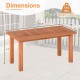 Rectangular patio coffee table with slatted tabletop, made of high-quality wood, suitable for deck or poolside use.