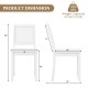 Dimensions of white wood dining chair set with rubber wood legs, featuring a sturdy design and farmhouse style.