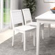 White wood dining chair set of 2 with rubber wood legs, featuring a curved backrest for comfort and farmhouse style.