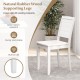 White wood dining chair with rubber wood legs, sturdy design, and comfortable curved backrest for kitchen use.