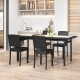 Black wood dining chair set of 2 with rubber wood legs, featuring a curved backrest for comfort and a rustic farmhouse.