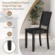 Black wood dining chair with rubber wood legs, featuring a curved backrest and sturdy design for kitchen use.