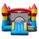 3-in-1 kids bouncer with slide, large jumping area, and basketball hoop for outdoor fun and parties.