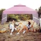 Outdoor instant pop-up canopy tent with dual side awnings in pink, perfect for beach picnics and family gatherings.