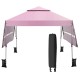Pink 10 x 17.6 feet outdoor instant pop-up canopy tent with dual side awnings for sun protection and easy setup.