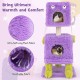 Purple cute monster-themed cat tower featuring two cozy condos, sisal scratching post, and ultra-soft plush fabric for.
