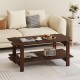 Walnut 2-tier coffee table featuring a slatted wood top and bottom shelf, elevating decor while providing ample storage.