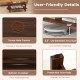 Slatted wood coffee table with 5.5" elevation, dual-tier storage, and protective foot pads for floor safety.