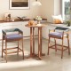 39-inch outdoor acacia wood bar table with slatted top, perfect for 2-4 people, ideal for patio or balcony use.