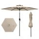 Beige 7.5 feet outdoor patio market umbrella with push button tilt and crank handle for customizable shade.