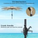 Tilt mechanism and crank handle of the 7.5 feet beige outdoor patio umbrella for customizable shade and easy operation.