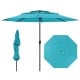 10 ft 3-tier vented patio umbrella in teal with push button tilt, featuring durable polyester fabric and easy crank.