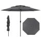 Gray 10 ft 3-tier vented patio umbrella with push button tilt, featuring a durable design and easy crank handle for.