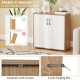 Coffee bar cabinet with two doors, 5-position adjustable shelf, and anti-tipping kits for secure storage in living.
