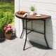 Half-round folding event table with a metal frame, featuring a waterproof SPC top, ideal for outdoor and indoor use.