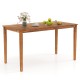 Rectangular outdoor dining table made of acacia wood, seating 4-6, featuring slatted top and sturdy design for.