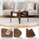Round coffee table in rustic brown with storage shelves, easy-to-clean surface, and non-slip foot pads for stability.