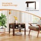 Round coffee table with storage shelves in rustic brown, featuring elevated legs and ample ground clearance for.
