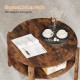 Round coffee table in rustic brown with storage shelves, featuring elegant wood grain for small spaces and easy.