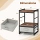 Nightstand with open storage shelf and removable fabric drawer, featuring a rustic brown wood grain surface for.
