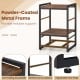 Rustic brown nightstand with open storage shelf, removable fabric drawer, and sturdy powder-coated metal frame for.
