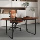 Oval 71-inch executive table in rustic brown with cable management hole, ideal for home office or meeting rooms.