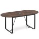 Oval 71-inch executive table in rustic brown with cable management hole, ideal for office meetings and training rooms.