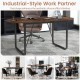 Oval 71-inch executive table in rustic brown with cable management hole, ideal for offices and meeting rooms.