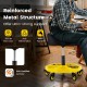 Height adjustable yellow rolling garage stool with tool tray, 350 lbs capacity, and comfortable padded seat for.