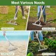 20-inch aluminum lawn rake with curved tines, ideal for collecting leaves, spreading mulch, and loosening soil.