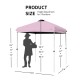 Height adjustable pink outdoor pop-up canopy tent, 6.6' x 6.6', with dimensions for easy setup and stability.
