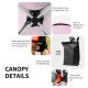 Detail of the 6.6 x 6.6 feet pink outdoor pop-up canopy tent showing sturdy metal frame and weight bags for stability.