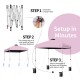 Height adjustable pink outdoor pop-up canopy tent with heavy-duty frame, ideal for quick setup and outdoor shade.