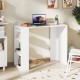 White 36-inch computer desk with 3 open shelves, ideal for small spaces, perfect for home office or study use.