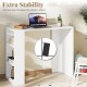 White 36-inch computer desk with 3 open shelves, featuring an anti-tipping kit for stability, ideal for small spaces.