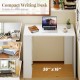 Compact 36-inch white computer desk with 3 open shelves, ideal for small spaces in home, apartment, or dorm.