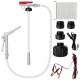 Fuel transfer pump with nozzle, flow control, and accessories for easy fuel transfer from gas cans and containers.