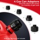 Four gas can adapters for securely attaching the fuel transfer pump to various gas cans, enhancing fuel transfer.