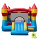 Colorful 3-in-1 kids bouncer with slide and basketball hoop, made of durable 420D oxford cloth for outdoor fun.