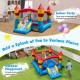 3-in-1 kids bouncer with slide, featuring a large jumping area and basketball hoop for indoor and outdoor fun.