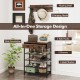 Coat rack shoe stand set in brown featuring 5 hooks, 2 drawers, and 4 mesh shelves for organized entryway storage.