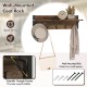 Wall-mounted coat rack with 5 hooks and floating shelf in brown, ideal for small spaces and entryway organization.