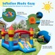 3-in-1 kids bouncer with slide, featuring a large jumping area and 520W blower, perfect for outdoor fun in the yard.